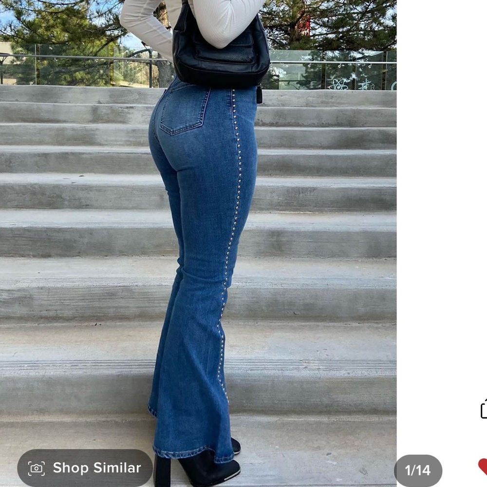 Flare jeans medium wash fashion nova